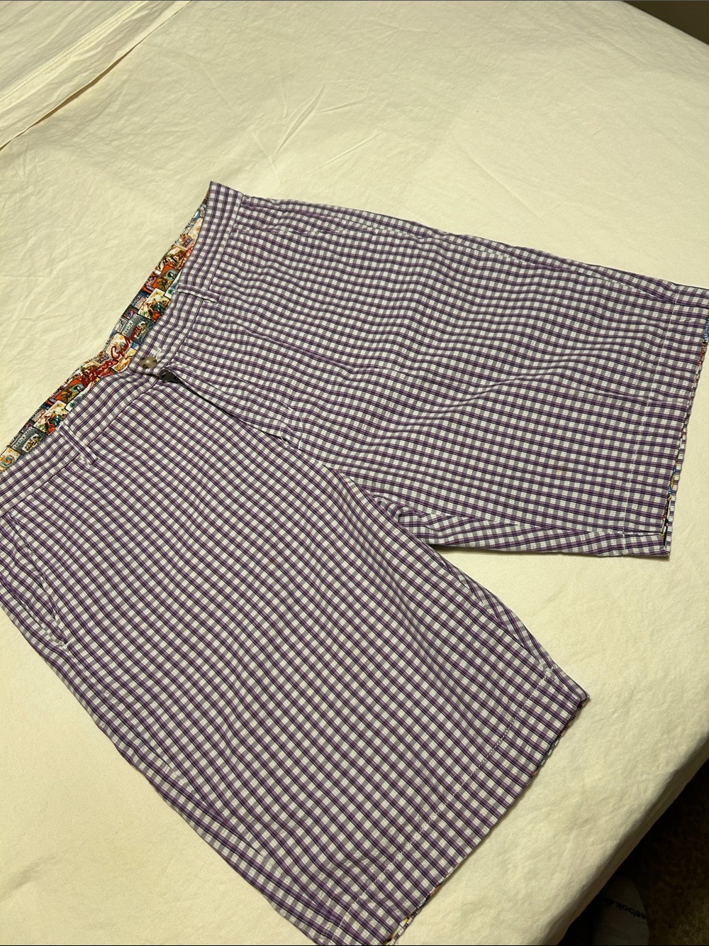 Robert Graham Purple Gingham Flat Front Shorts